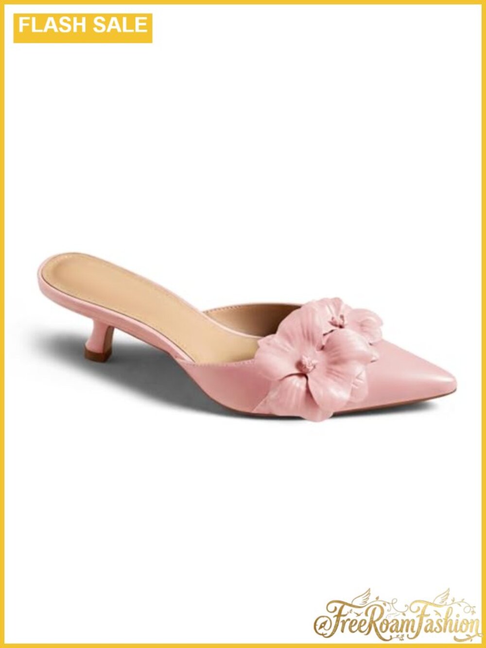Kitten Heel Mules Closed Pointed Toe Slip On Dressy Party Pump Shoes